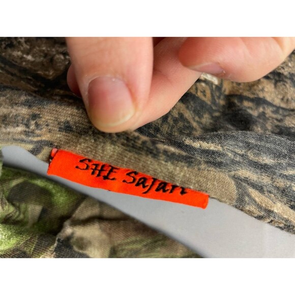 SHE Safari Shirt Womens Small Green Camouflage Snap Long Sleeve Hunting Camping - Picture 6 of 6
